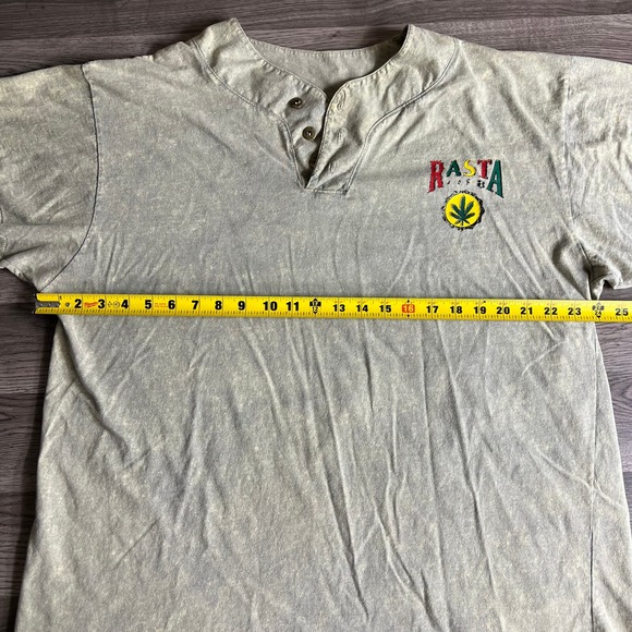 VTG Rasta Just Do Me Henley Shirt XL Speed Limit 88 Weed Reggae USA Made - Picture 10 of 11